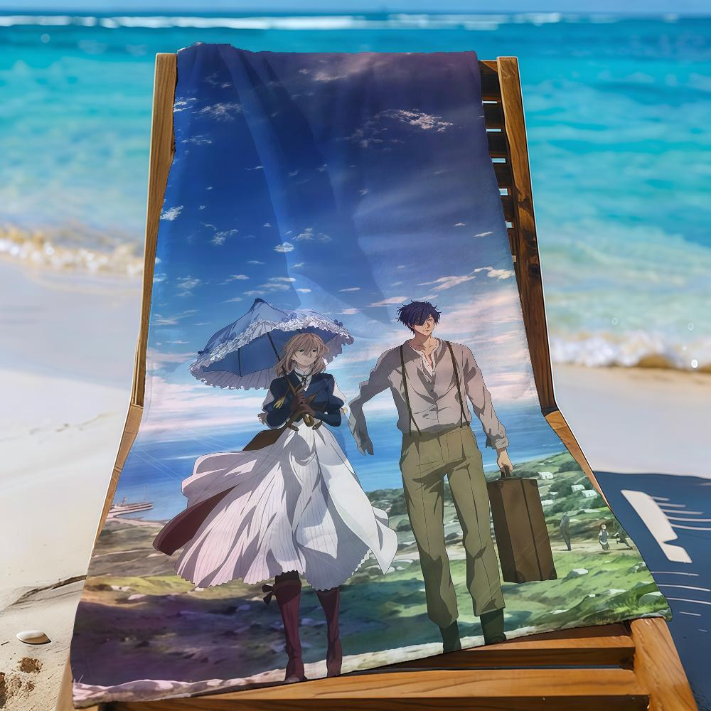 Аниме V-Violet E-Evergarden Полотенце Спортивное Быстросохнущее Туристическое Кемпинговое Снаряжение Песозащитное Мягкое Легкое Большое Пляжное Полотенце