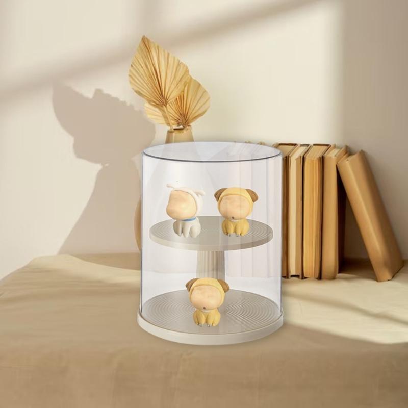 Dustproof 360 Degree Rotation Anime Display Case for Action Figures and Collectibles Plastic Blind Box Doll Container