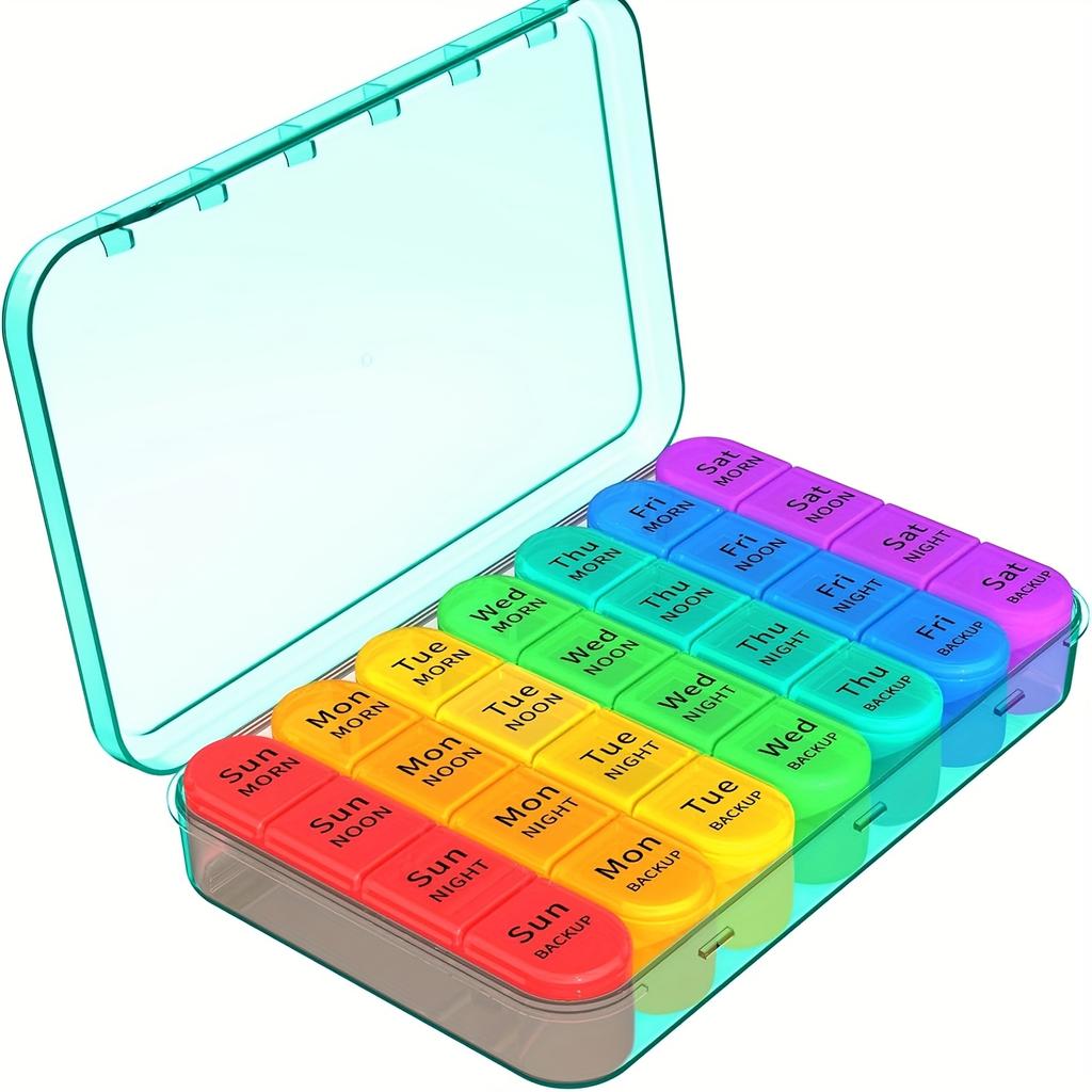 Pill Organizer 4 Times a Day Pill Box 7 Day,Large Weekly Medicine Pill Organizer for Travel with Removable Individual Containers