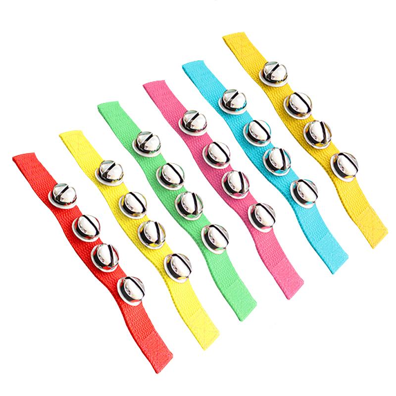 1 пара браслетов с бубенцами для детей, погремушки, игрушечные ударные, развивающие игрушки, носимые, нелегко деформируются, кольцо-бубенец Орф