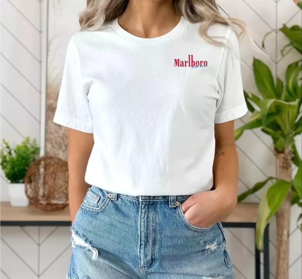 Винтажная ковбойская рубашка Футболка Marlboro Вестерн Графическая футболка Ретро Футболка для родео Унисекс Унисекс Футболка