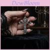 Gothic Cross Necklace With Death Head Moth Pendant For Gothic Jewelry And Party Wear
