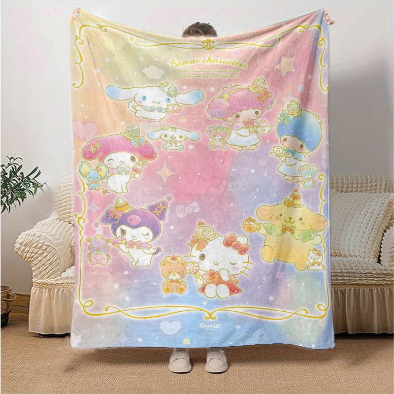 1pc Sweet Sanrio Characters Blanket, Seasonal Home Decor, Soft Throw Blanket, Living Room, Travel, Camping, Car Blankets, Beach, Office Naps, Perfect