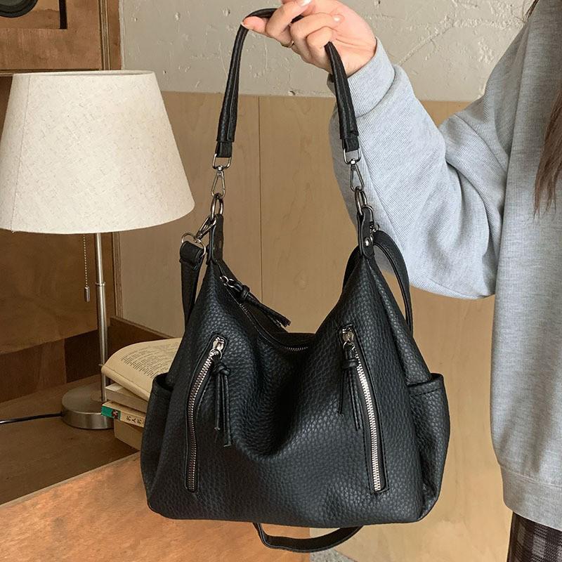 Yogodlns Большая вместительная сумка для женщин, новая мягкая сумка-ведро из искусственной кожи, универсальная сумка-тоут для повседневных поездок на работу, кошелек через плечо