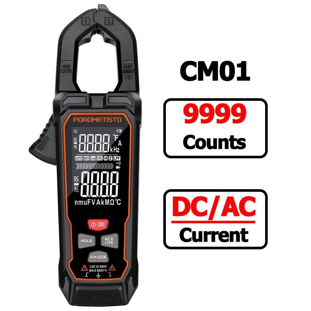 CM01 Цифровые клещи 9999 отсчетов 600A AC/DC ток Большой экран Профессиональный мультиметр NCV Температура Емкость Амперметр Клещи