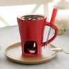 Mini Chocolate Fondue Mug Set With Fork And Candle Fondue Pots Cheese Ice Cream Fondue Maker Kit Butter Melter Cup Small Warmer