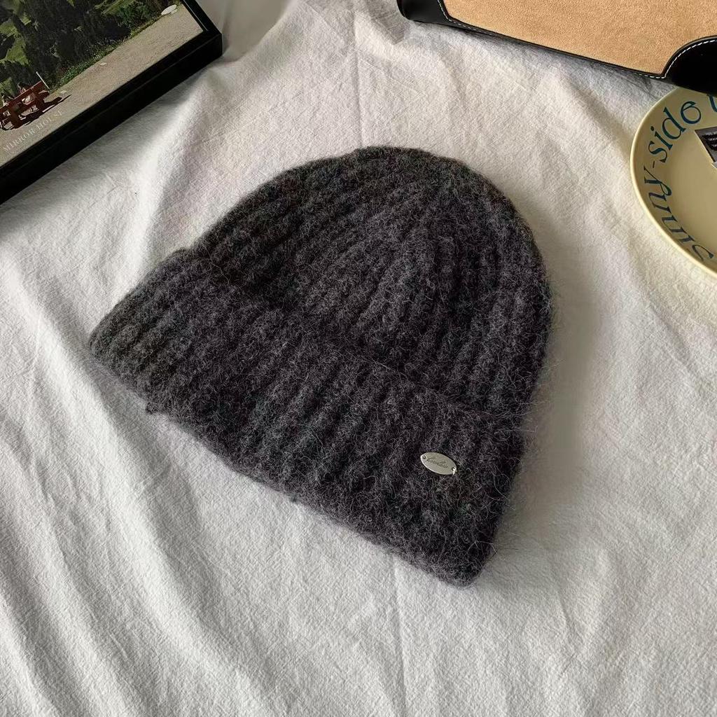 Soft and Skin Friendly Off White Knitted Hat for Women Thickened Warm Woolen Hat for Autumn and Winter Outdoor Windproof Ear Protecting Hat Cold Hat