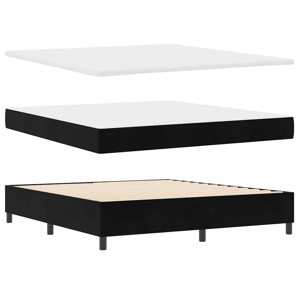 Box Spring Bed with Mattress Black 180 x 200 cm Velvet