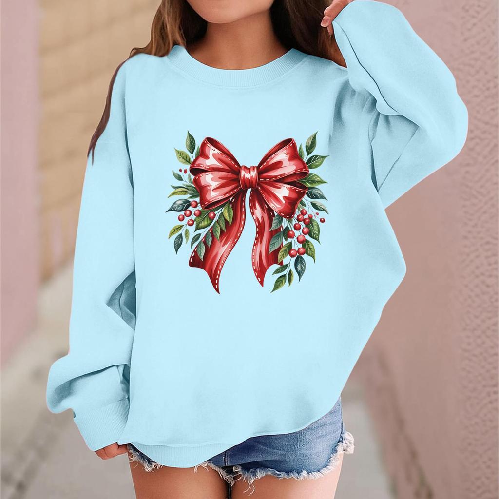 Children's Fashionable Casual Long-sleeved Loose Christmas Print Pullover Sweatshirt