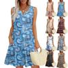 Womens Summer Dresses Loose V Neck Sleeveless Sundresses Dress With Pockets