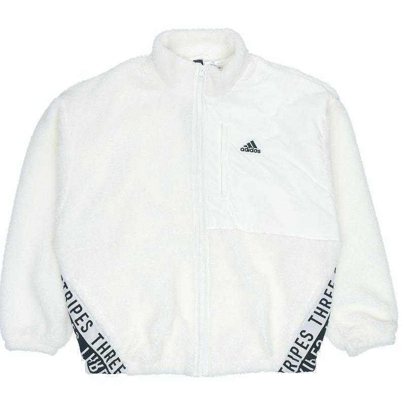 adidas Куртка-боа с боковыми полосками Женская куртка Белая HD0362