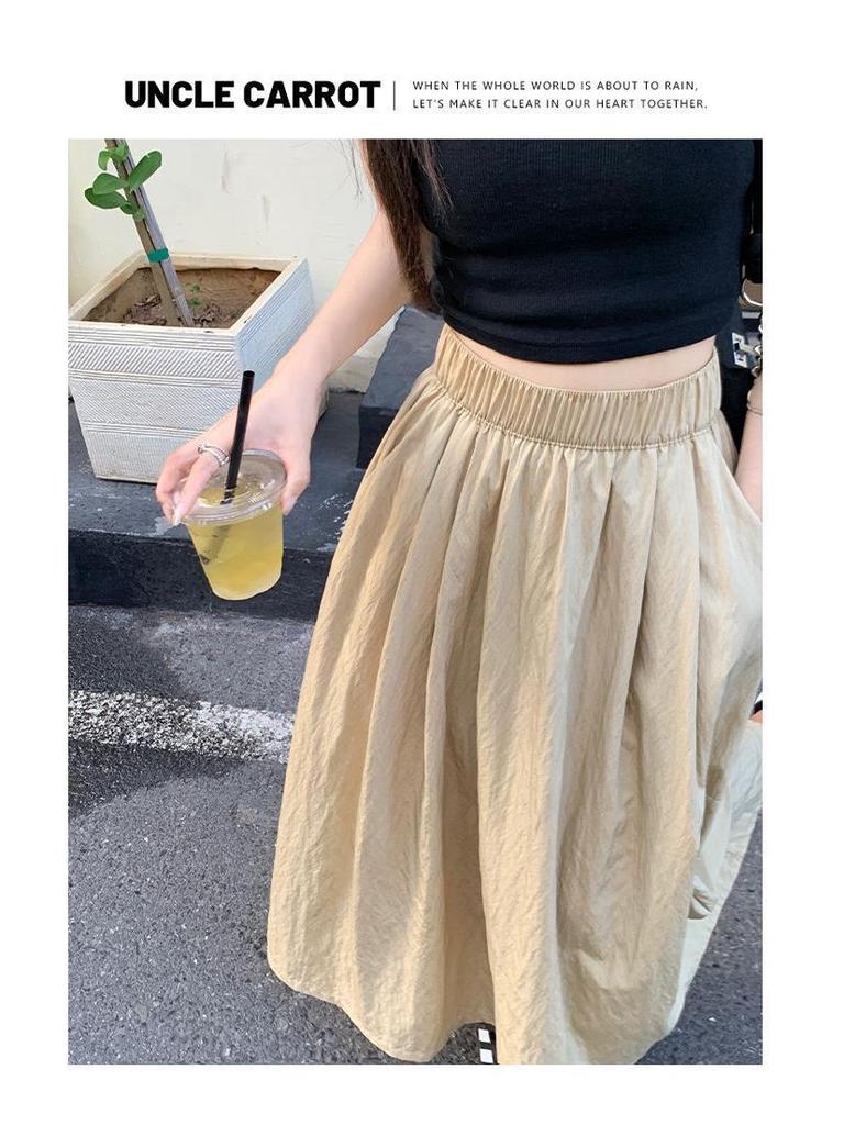 Юбка-макси Yamamoto с высокой талией и плиссировкой - Стройнящая, однотонная, универсальная, в японском повседневном летнем стиле