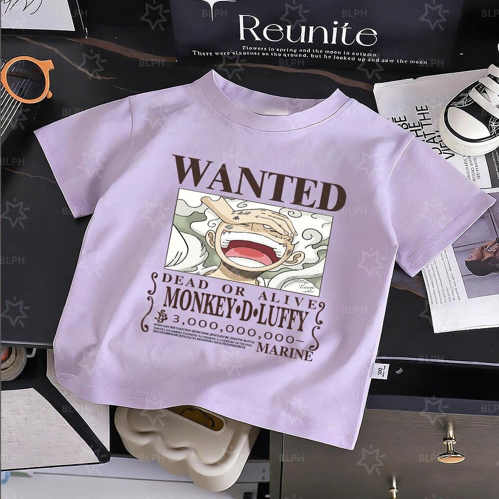 Gear 5 Wanted Poster Kids TShirt AnimeInspired Crew Neck Tee for Boys and Girls HighQuality Cotton Casual W