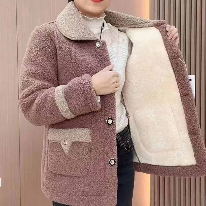 Зимнее женское повседневное бархатное толстое теплое пальто с лацканами