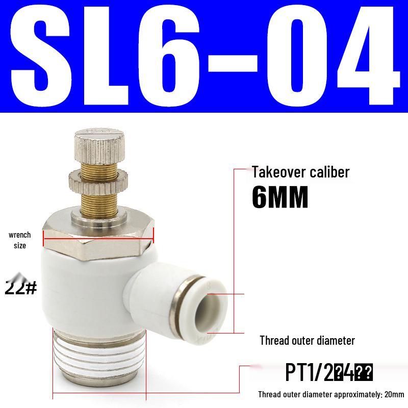 8mm Pneumatic Cylinder Throttle, SL8-02 Adjustable Air Hose Valve Connector, SL4-M5 Air Adjustment.