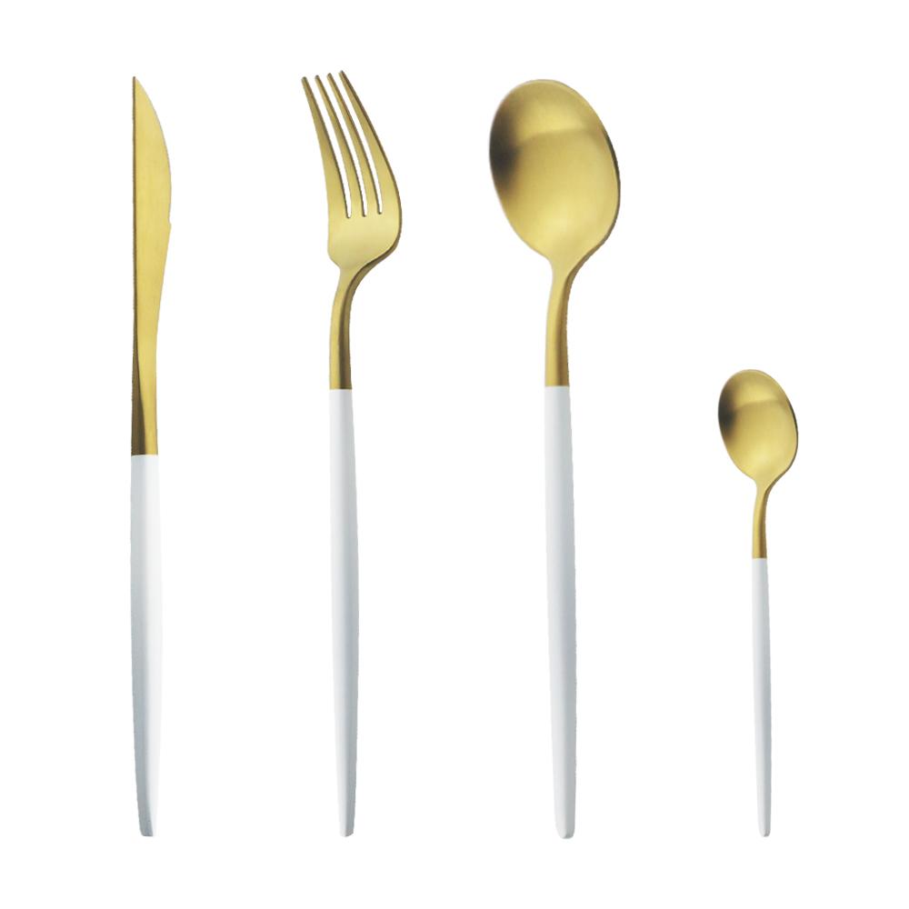 Матовый серебряный набор столовой посуды из нержавеющей стали 18/10, набор столовых приборов с круглой ручкой, вилка, нож, ложка, набор столовых приборов, набор кухонного серебра