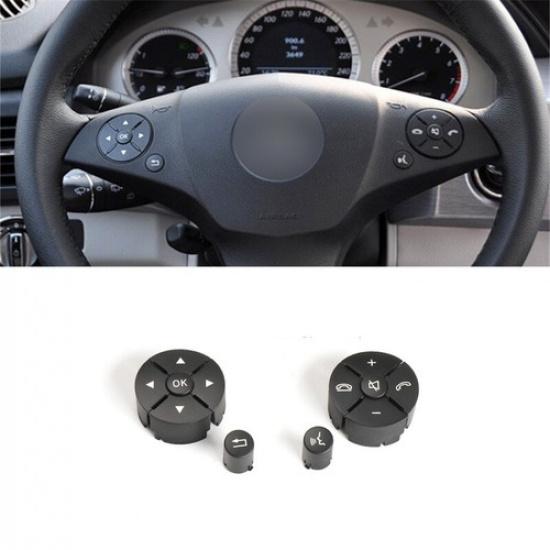 Pair Black ABS Car Steering Wheel Switch Trim For Benz C E W204 W212 09 10 11