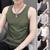 Мужской жилет летний без рукавов с круглым вырезом облегающий майки однотонный спортивный