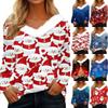 Рубашки с длинным рукавом для женщин Милые топы Рождественские принты Футболки Блузки Повседневные топы больших размеров Базовые топы Пуловеры