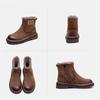 Johnature Winter Plush Warm Short Boots Retro Comfortable Genuine Leather Solid Color Versatile Women's Shoes