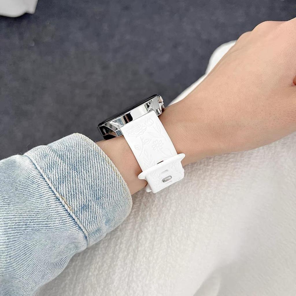 18 мм 20 мм 22 мм Ремешок с гравировкой розы для Samsung Galaxy Watch 654 40 мм 44 мм Gear S3 Силиконовый Милый Ремешок Классический 43 мм 45 мм Active 2