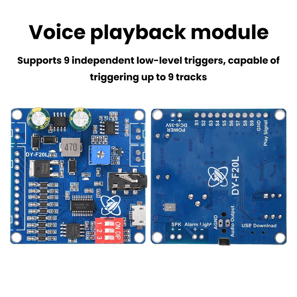 DC 6-35V Voice Playback Module 9-Channel One-To-One Independent Low-Level Trigger Amplifier Board DY-F20L