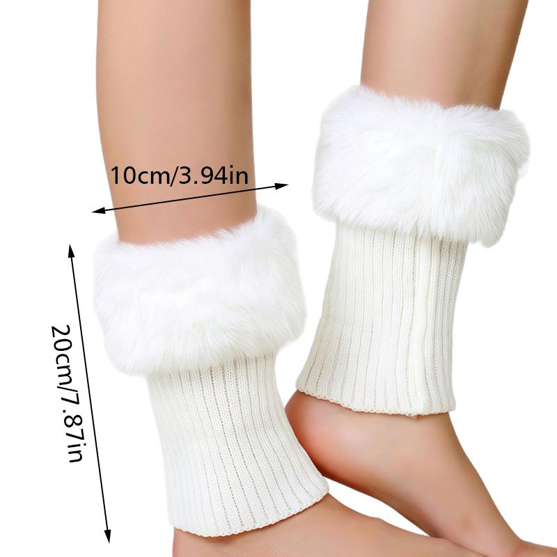 1 пара зимних нарядов элегантные аксессуары для одежды мягкая текстура гетры милый дизайн из искусственного плюша высокая эластичность черный/белый