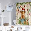 1 шт. Водонепроницаемая шторка для душа с принтом шотландской коровы 'Счастливого Рождества', перегородка для ванной комнаты, приватность, несколько размеров, 12 крючков, легкая установка
