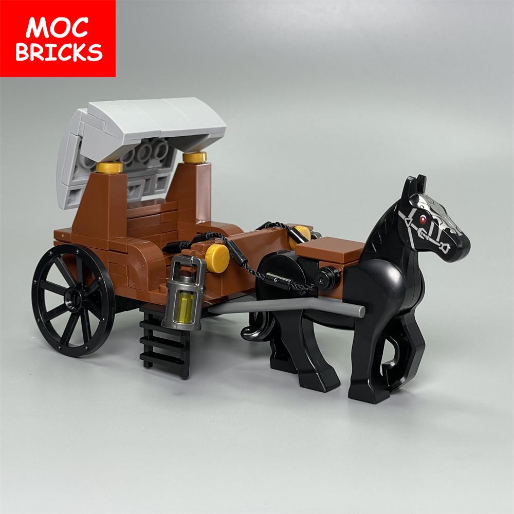 Set  MOC Bricks Middle Ages Carriage Princess Royal Horse Cart Castle Accessories Building Blocks Assemble Children's Toys