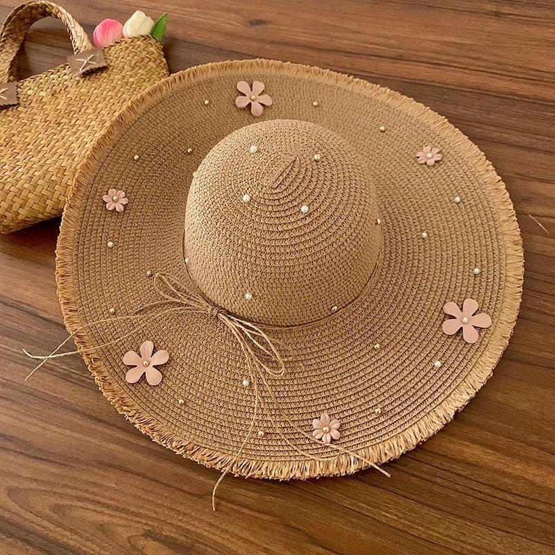 Lafite French big-brimmed beach hat seaside vacation sunscreen hat new hollow design sunshade straw hat women