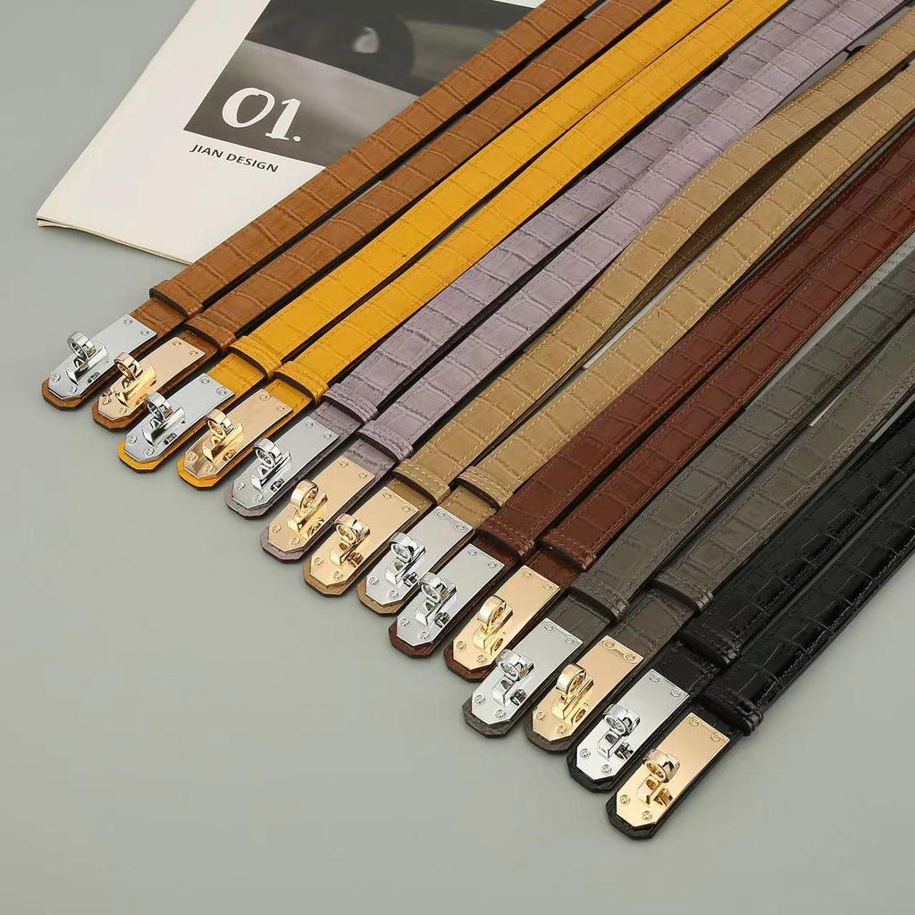 Women's Adjustable Genuine Leather Alligator Pattern Belt