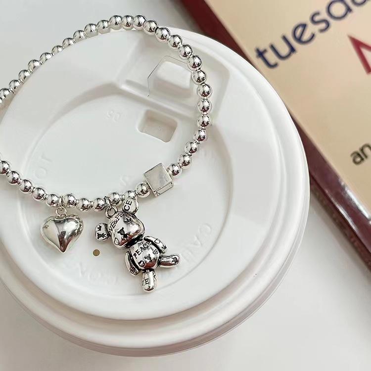 New Movable Limbs Violent Bears Heart Cartoon Charm Bracelet Ins Trendy High-end Sense Personality Beaded Bracelets Fashion Jewelry