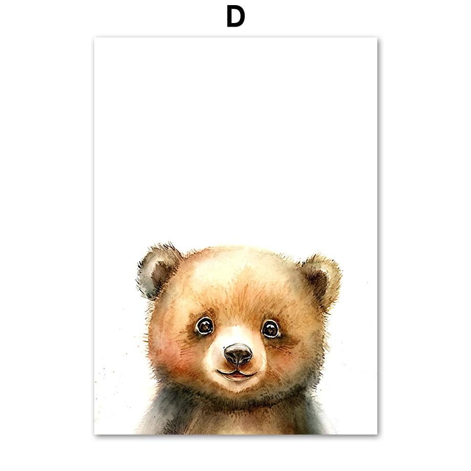 Woodland Owl Fox Deer Bear Raccoon Squirrel Nursery Wall Art Canvas Painting Posters And Prints Modern Baby Kids Bedroom Decor