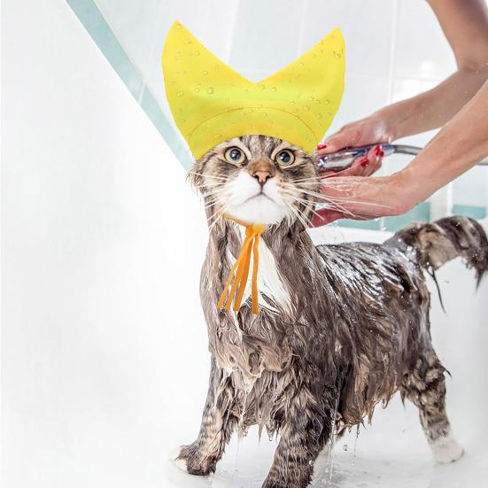 Регулируемая шапочка для душа для кошек, водонепроницаемые накладки для ушей питомца, шапочка на голову собаки со шнурком, защищает уши питомца от воды и шампуня для купания/душа