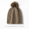 Женская вязаная шапка-бини из 100% чистого кашемира с помпоном, ажурной вязкой, зимняя, теплая, мягкая, свободного кроя, шапка-бини, аксессуар для холодной погоды