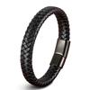 Retro Hip Hop Stainless Steel Leather Woven Bracelet Simple Black Brown Magnetic Buckle Couple Bracelet Men's Everyday Casual Wear Jewelry Accessories