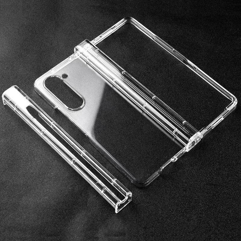 Для Samsung Z Fold 7 Прозрачная защитная крышка шарнира со слотом для ручки Ударопрочный жесткий чехол-накладка из ПК для Galaxy Z Fold7 Fold6 Fold5