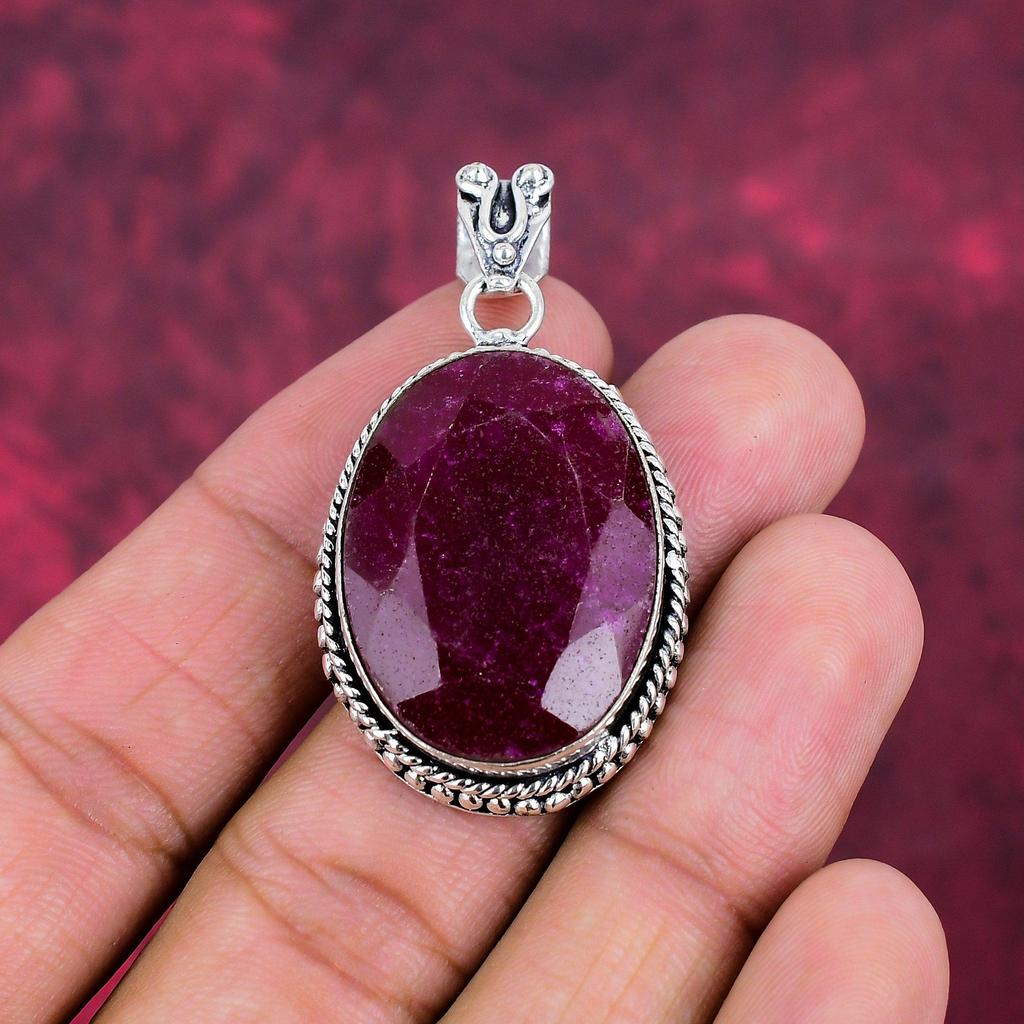 Ювелирные изделия с подвеской из рубина и зоизита, подвеска ручной работы из стерлингового серебра 925 пробы, ювелирные изделия новейшего дизайна