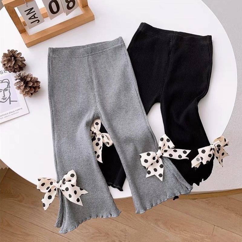 Fashion Girls Pants Long Trousers Spring Autumn Baby Girls Flare Pants Kids High Elasticity Bow Leggings Casual Children's Pants