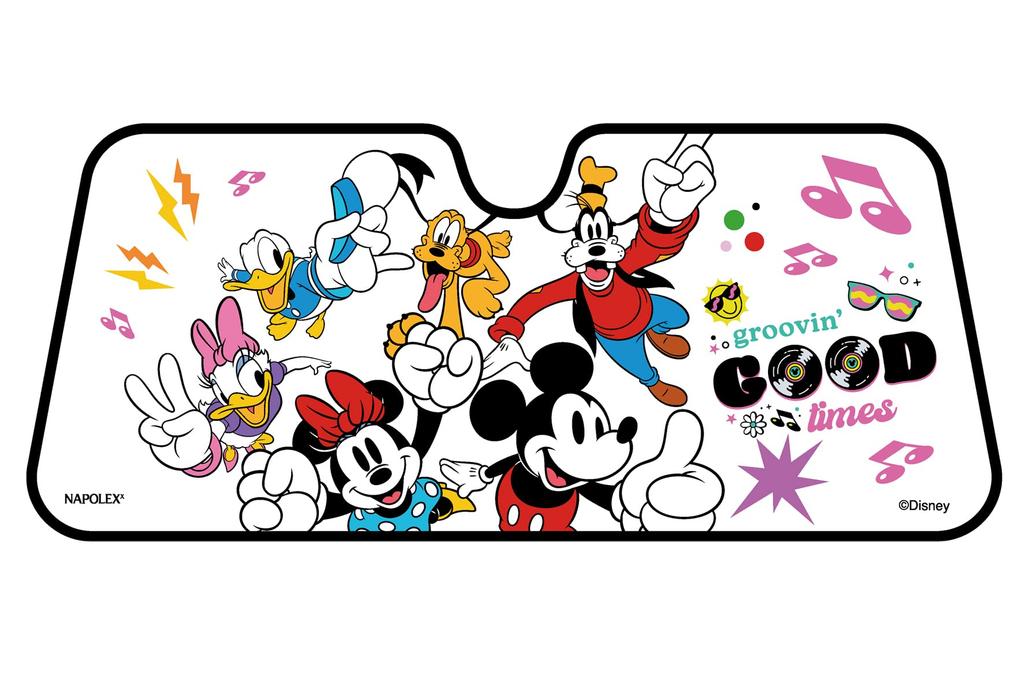 Napolex Car Sunshade for Front No Suction Cups Compatible with Light Disney Mickey and Friends Use, Required, 1300x550mm, Vehicles, Design, WD-416