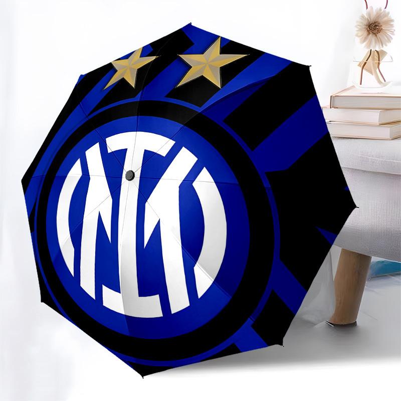 Inter Milan, Badge Automatic Opening and Closing, 8 rib Structure Portable Umbrella, Suitable for Men and Women in All Seasons  Perfect Gift