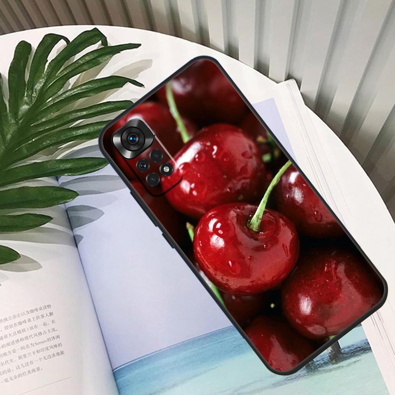 Food Fruit Red Cherry Case For Xiaomi Redmi Note 11 10 Pro Note 12 8 9 Pro 11S 10S 9S Redmi 10C 12C 9C 9T Coque