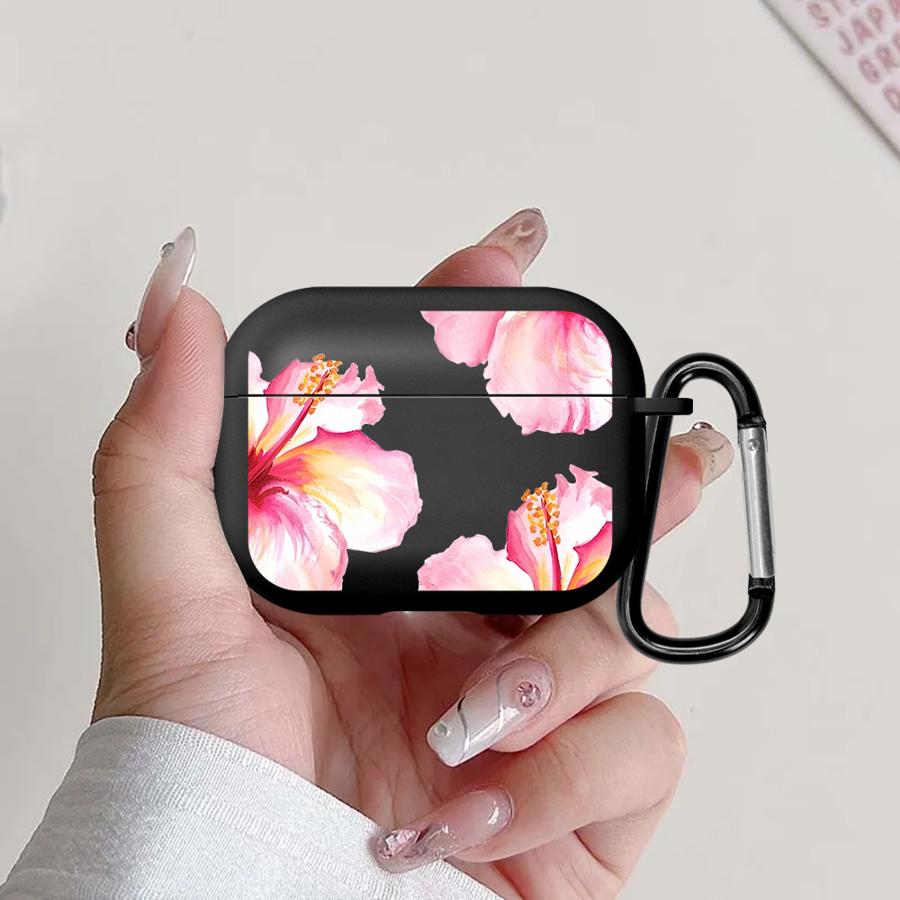 Чехол для Airpods Pro 2 Pro3 1 3 4 Pro2 Чехлы для наушников Обложка Розовый цветок гибискуса