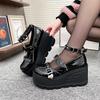 Fashion Women Lolita Shoes New Goth Platform Pumps Fashion Buckle Rivet Punk Wedges High Heels Women Luxury Party Street Shoes for Woman