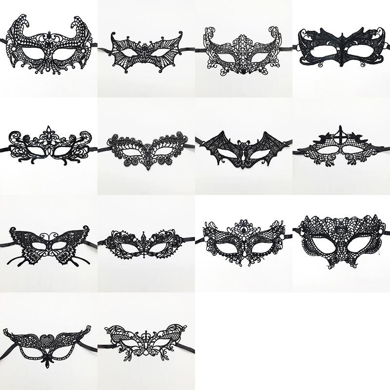Halloween Black Queen Lace Mask No Fixed Shape Embroidery Appliques Party Costume Carnival Mask Woman Masquerade Mask