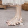 One Word with Sandals Women's Skirt Summer New Soft Sole Not Tired Feet Women's Thick Heel Medium Heel High Heel Shoes
