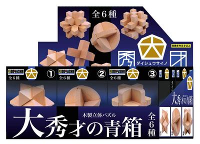 Деревянная 3D-головоломка Doyusha, Синяя коробка Гения, Набор из 6 штук, по 1 каждого