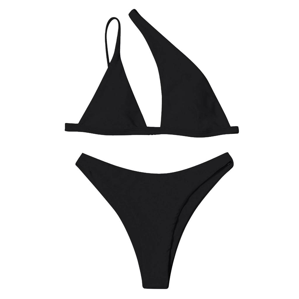 Women's Sexy And Fashionable Single Sided Solid Color Two-piece Bikini Swimsuit