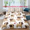Милый мультяшный стиль собаки Комплект пододеяльника с цифровой печатью - Полиэстер - Декор для спальни - 1 пододеяльник + 2 наволочки (нет подушки)