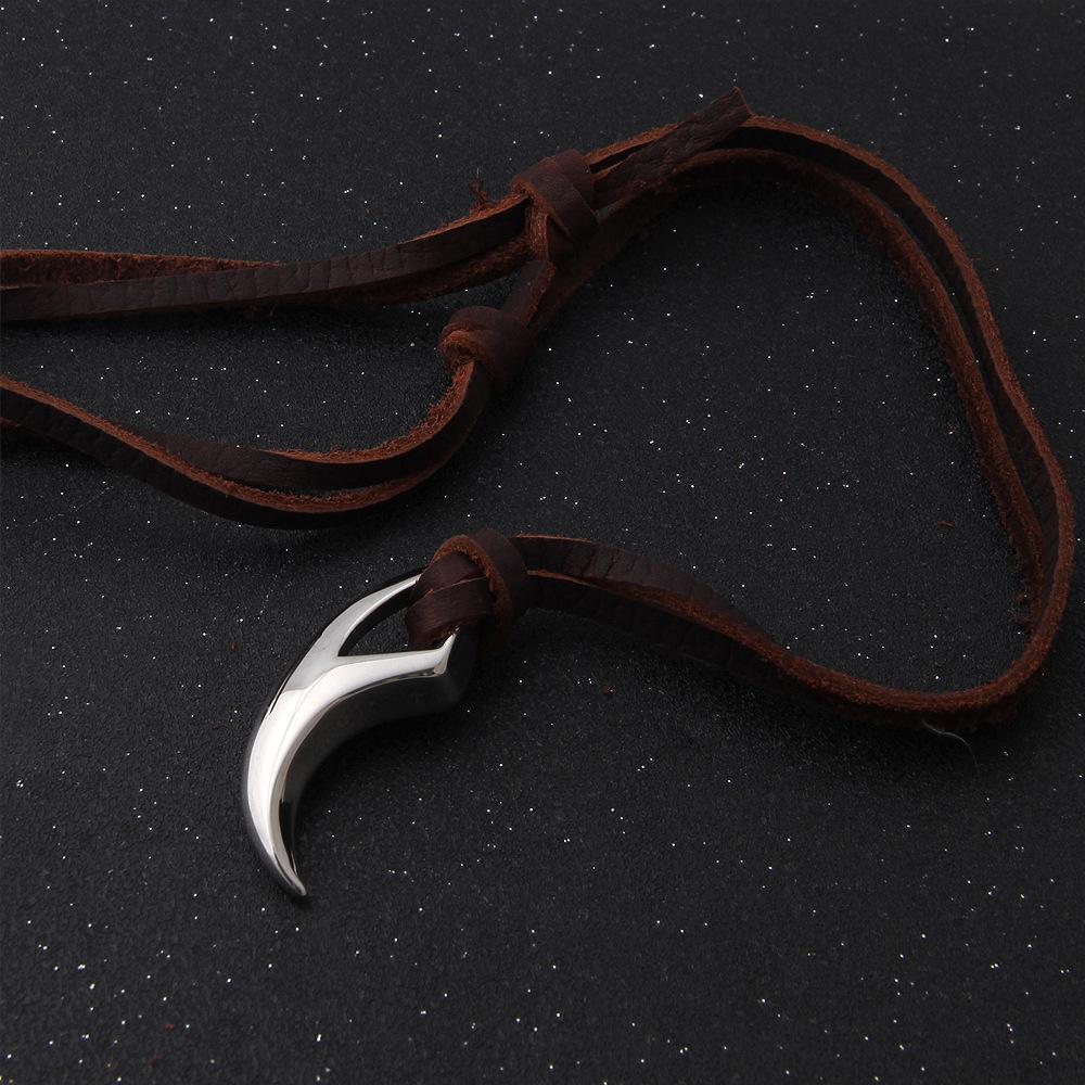 El Regalo мужское ожерелье из нержавеющей стали с черным волчьим клыком в стиле Брюса Ли | Мужские украшения | Мужское ожерелье с подвеской